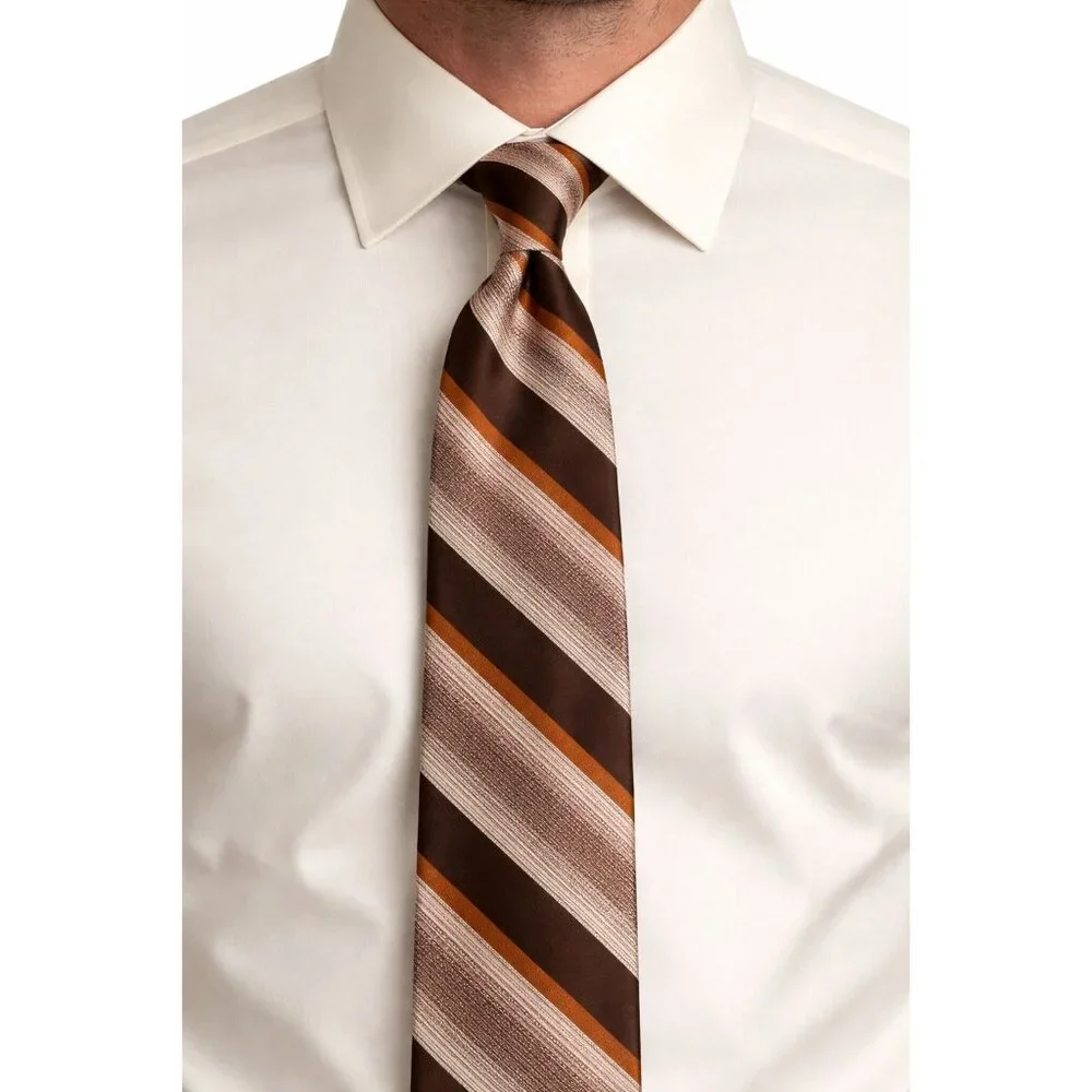 Vintage McCall’s by Damon Necktie Brown Stripe Retro 70s Disco Wide Dad Gift_2